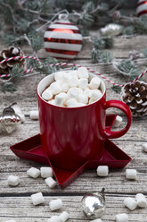 Hot Chocolate with marshmellows and christmas baubles - LVF06780