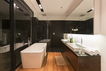 Bathtub and sinks in modern bathroom - CAIF17168