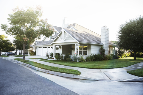 House and yard stock photo