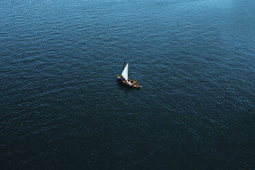 Overhead view of sailboat on sea - CAVF14362