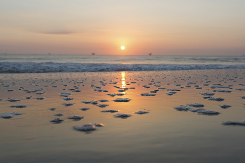 Scenic view of sea against sky during sunset stock photo