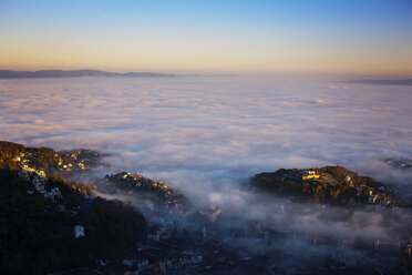 Aerial view of cloudscape over city against sky - CAVF17904