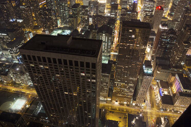 High angle view of Water Tower Place at night - CAVF18465