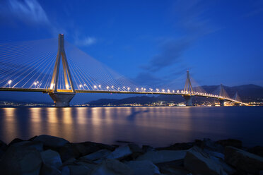 Rio-Antirion Bridge against sky at night - CAVF18631