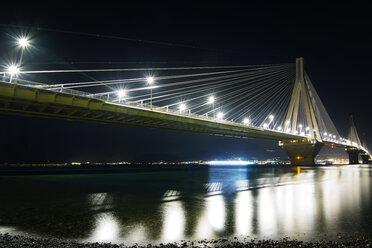 Rio-Antirion Bridge over sea at night - CAVF18632