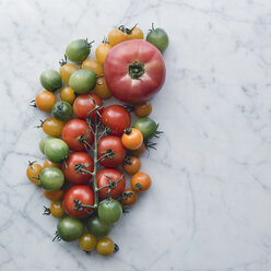 Draufsicht auf Tomaten auf dem Tisch - CAVF19502