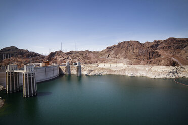 Idyllic view of Hoover dam against clear blue sky - CAVF19886