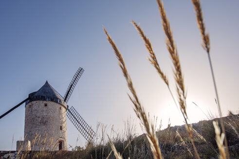 Low angle view of traditional windmill against clear sky - CAVF22697