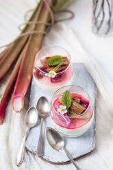 Glasses of Panna Cotta with roasted rhubarb - SBDF03488