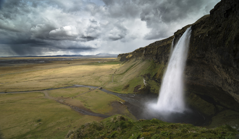 Iceland, Seljalandsfoss Waterfall stock photo