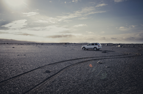 Iceland, off-road vehicle stock photo