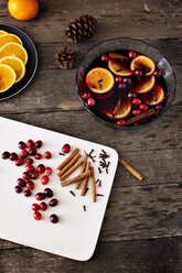 High angle view of food and drinks on table - CAVF27598