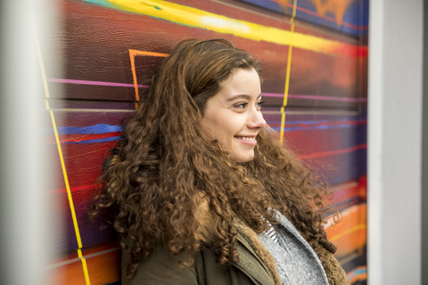 Portrait of happy eenage girl stock photo