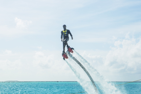 Maldives, man on flyboard above the sea stock photo