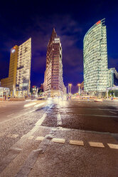 Road intersection and illuminated skyscrapers at night - FOLF00927