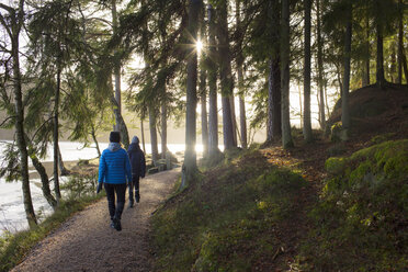 Mutter und Sohn gehen im Wald spazieren - FOLF01107