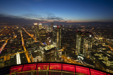 Germany, Hesse, Frankfurt, View from Maintower, city view, blue hour - WIF03490