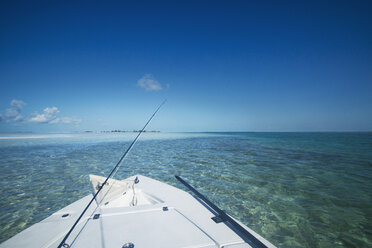 Boat moving on sea against blue sky - CAVF29750