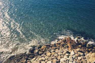 High angle view of rocky shore and sea - CAVF30454