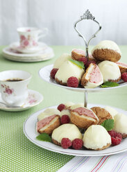 Raspberry cakes on cake stand - FOLF02869