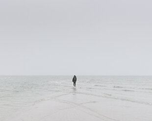 Spaziergänger am Strand im Winter in Falsterbo, Schweden - FOLF05042