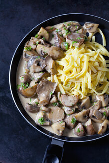Champignons and king trumpet mushrooms in cream sauce with cheese stripes - CSF29005
