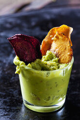 Glass of Guacamole and vegetable Chips - CSF29031