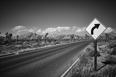 Straßenschild an einer leeren Straße im Joshua Tree National Park - FOLF05757