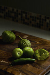 Green vegetables on wooden table - CAVF31575