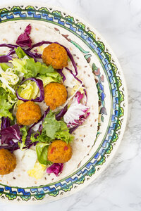 Falafel, Wrap, Salat, Rot- und Weißkohl, Joghurtsauce - LVF06844