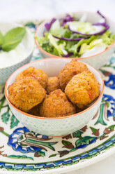 Falafel, salad, red and white cabbage, yogurt sauce with mint - LVF06847