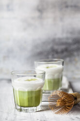 Matcha Latte in tea glasses, chasen - SBDF03505