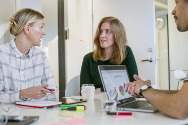 Three professionals talking at desk - FOLF07264