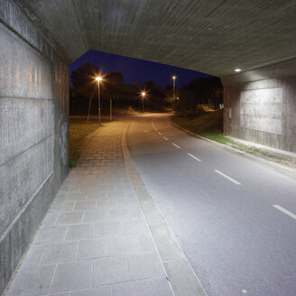 Beleuchtete Straße unter der Brücke - FOLF07429