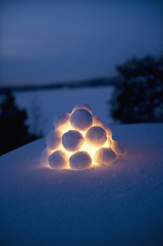 Close up of snowball lantern stock photo