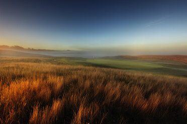 Blick auf die Felder und den Golfplatz bei Sonnenuntergang - FOLF07927