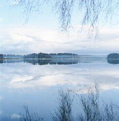 Überhängende Äste und sich im Wasser spiegelnde Wolken - FOLF08053