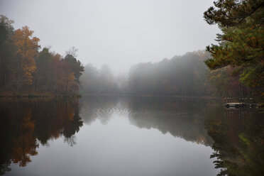 View of lake on foggy day - CAVF35084