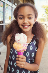 Portrait of girl holding ice cream - CAVF35225