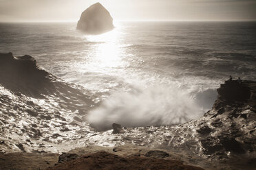 View of coastline on cloudy day - CAVF35363