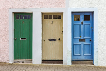 Schottland, Fife, St. Monans, drei verschiedene Türen - WDF04582