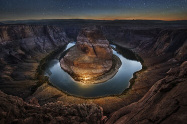 Scenic view of Horseshoe Bend against star field at night - CAVF35561