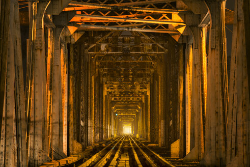 Railroad track in illuminated tunnel - CAVF35620