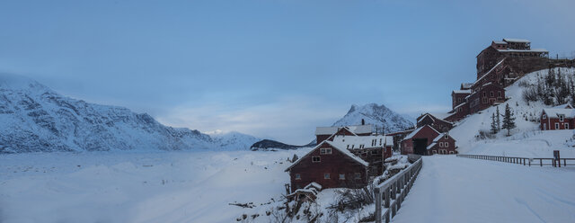 Scenic view of copper mine buildings in Alaska - CAVF35696