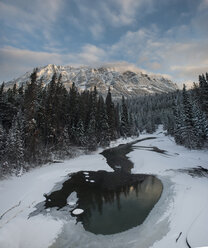 High angle view of lake by trees at Wells Gray Provincial Park - CAVF35746