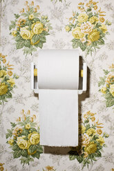 Nahaufnahme von Toilettenpapier an der Wand mit Muster - MASF03742