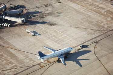 Aerial view of airplane on runway - CAVF38614