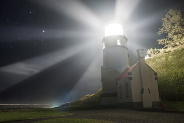 Low angle view of Heceta Head Lighthouse during night - CAVF38691