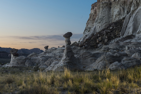 Idyllic view of Wahweap Hoodoos against sky stock photo