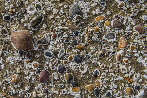 Overhead view of pebbles on sand - CAVF38784